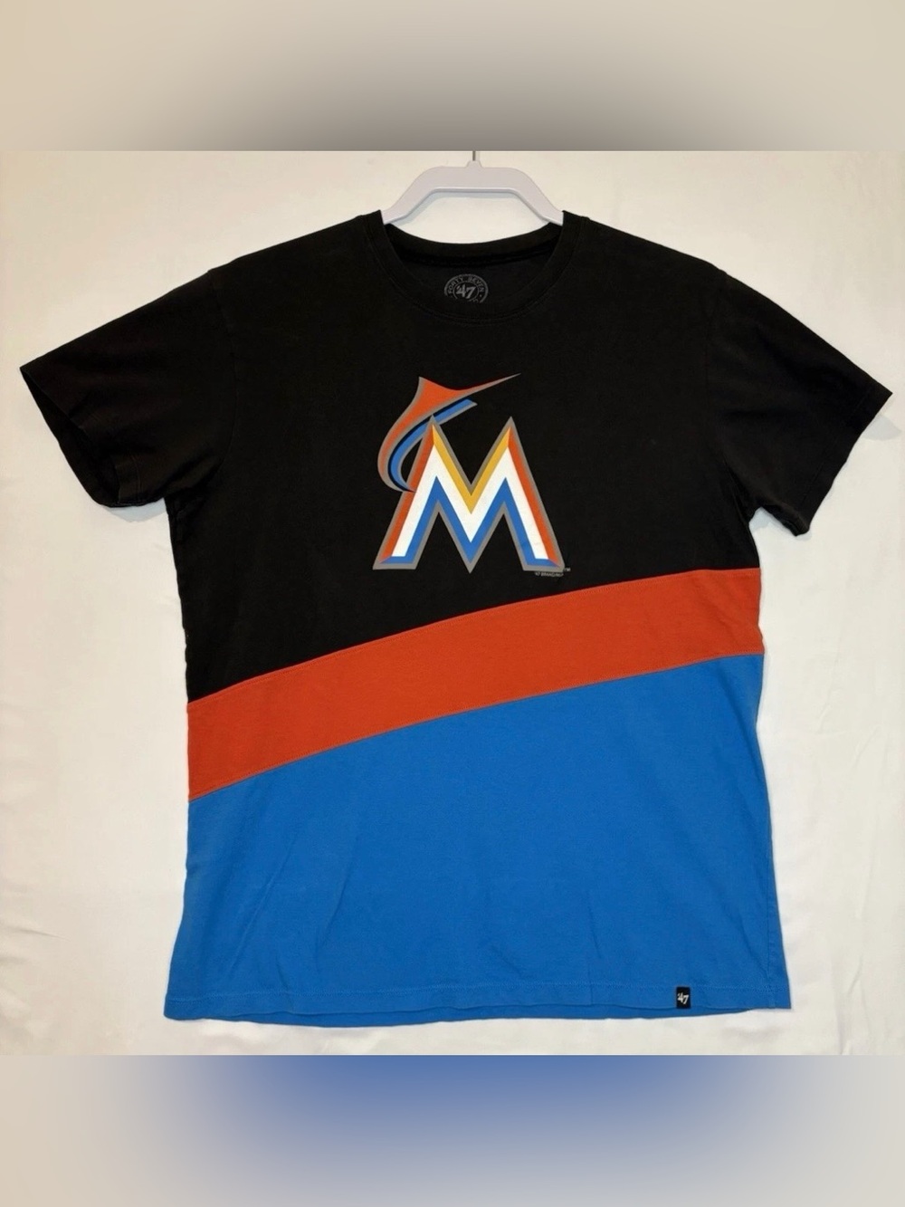 '47 Miami Marlins MLB Colorblock T-Shirt Black Blue Red Men's M